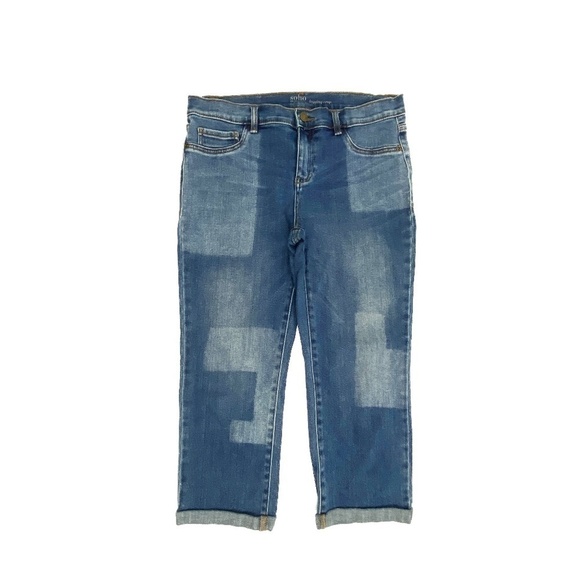 New York & Company Soho Legging Cuffed Block Pattern Womens' size 10 Blue Jeans - Picture 1 of 4